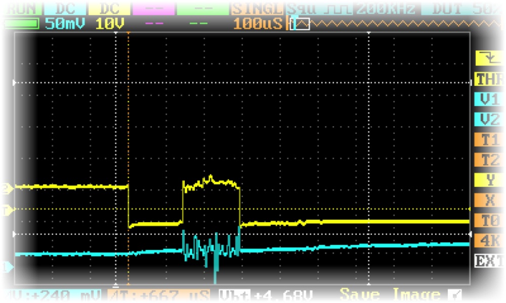 Zoom on the start of the open pulse