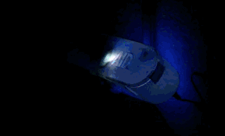 The box slowly pulsing white at night